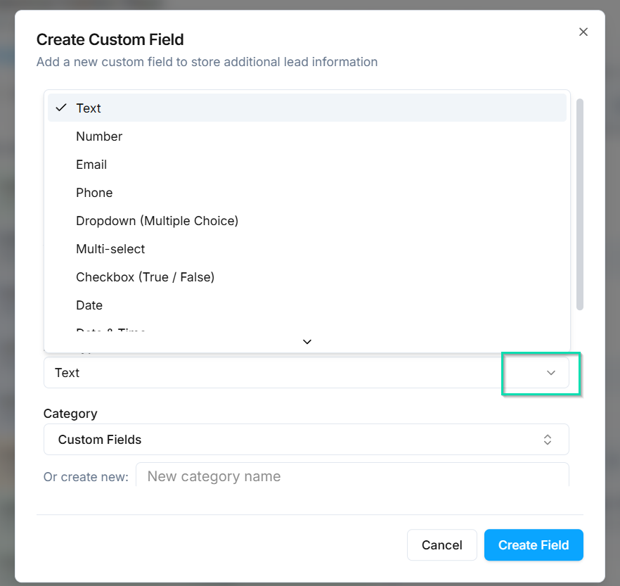 Available Field Types